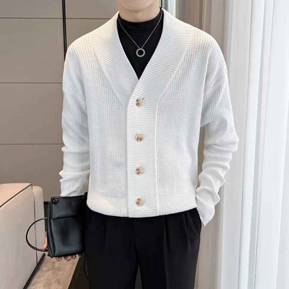 Regular Slim-fit Beauty, Autumn Men's Loose Black Cardigan Sweater