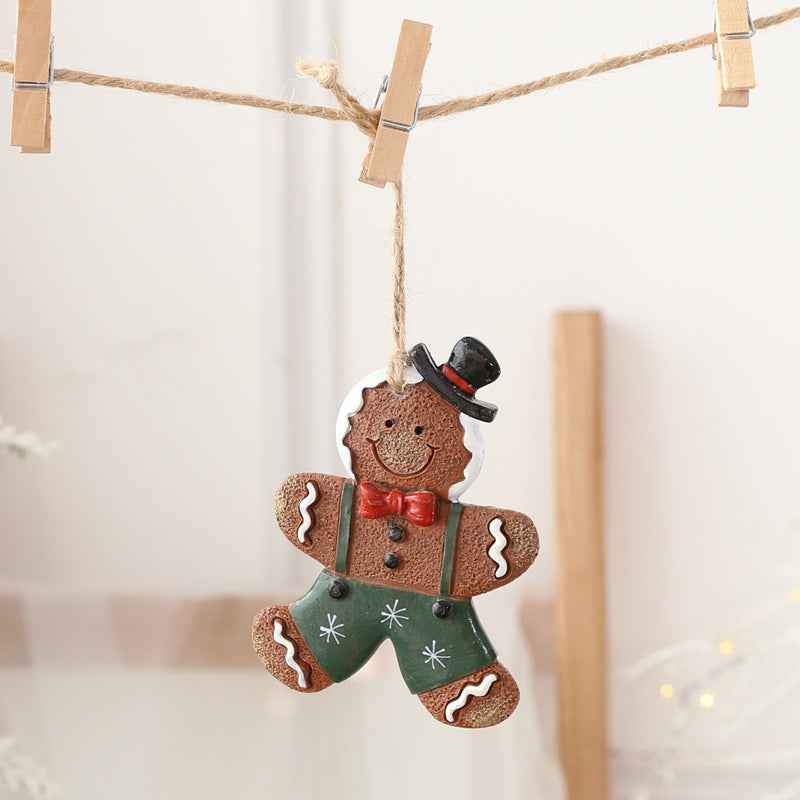 Christmas Resin Character Pendants - Santa Snowman Gingerbread Man Ornaments - DropOnline.co