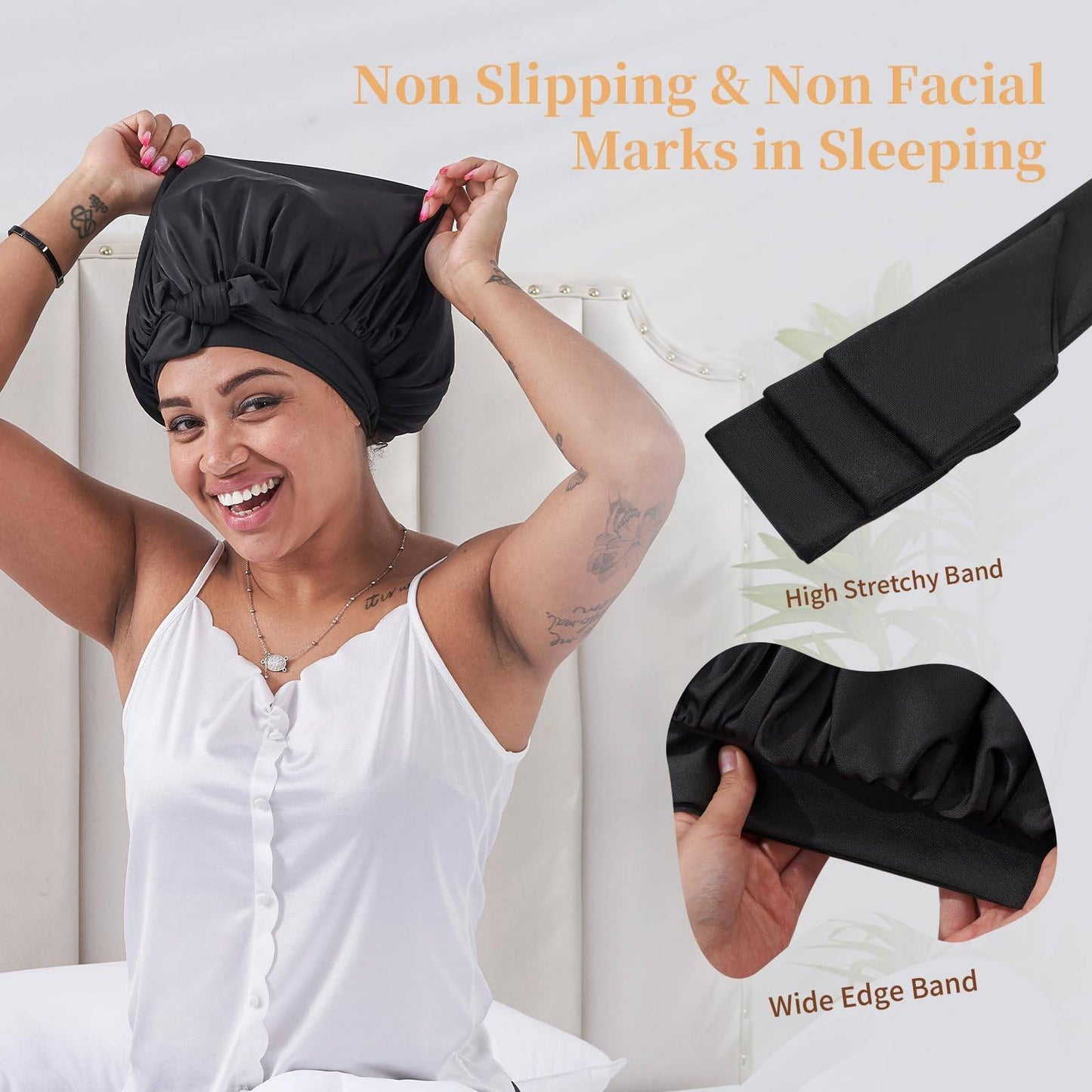 Silk Bonnet, Satin Hair Bonnet For Sleeping For Wavy Curly Natural Hair - DropOnline.co