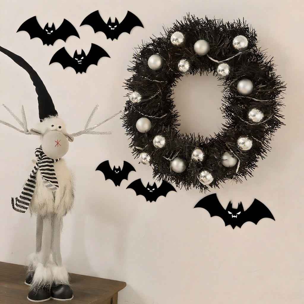 24-inch Black-themed Garland with Silver Ball Accessories & Christmas Letters - DropOnline.co