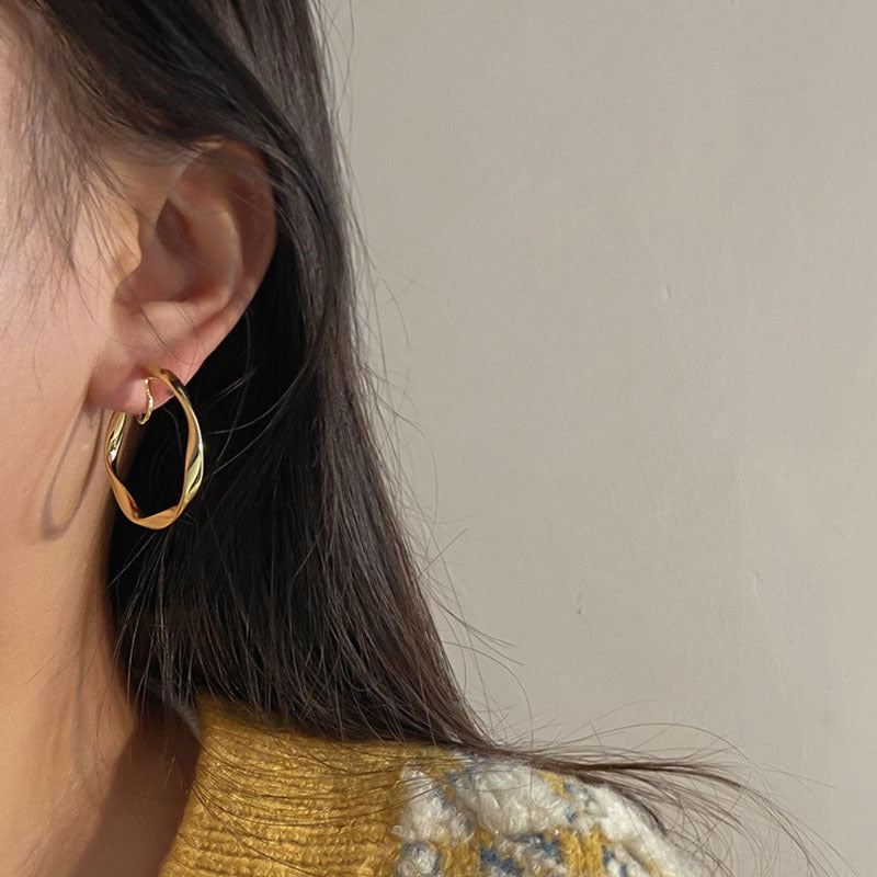 925 Silver Needle Vintage Geometric Metal Earrings - DropOnline.co