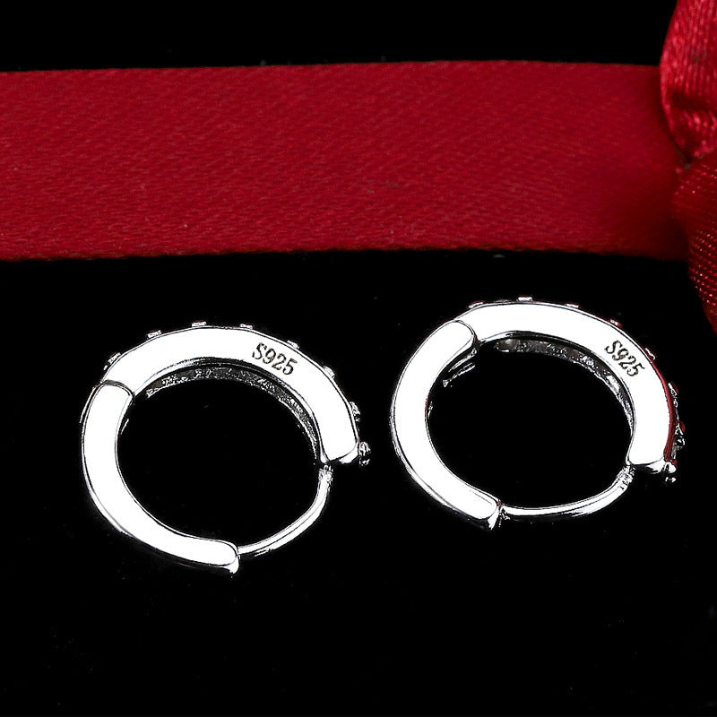 S925 Sterling Silver Needle Single Row Diamond Earrings For Women - DropOnline.co