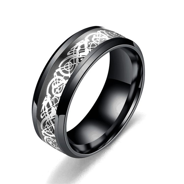 Stainless Steel Dragon Pattern Ring - Bold Statement Ring - DropOnline.co