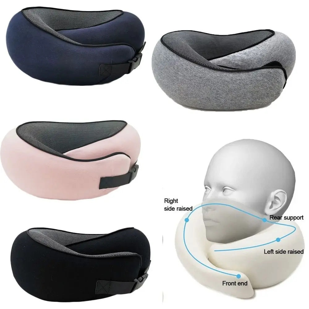 Soft Memory Foam Travel Neck Pillow U Shape Adjustable Support Comfortably Sleeping On Plane Car Office Noon Break - DropOnline.co
