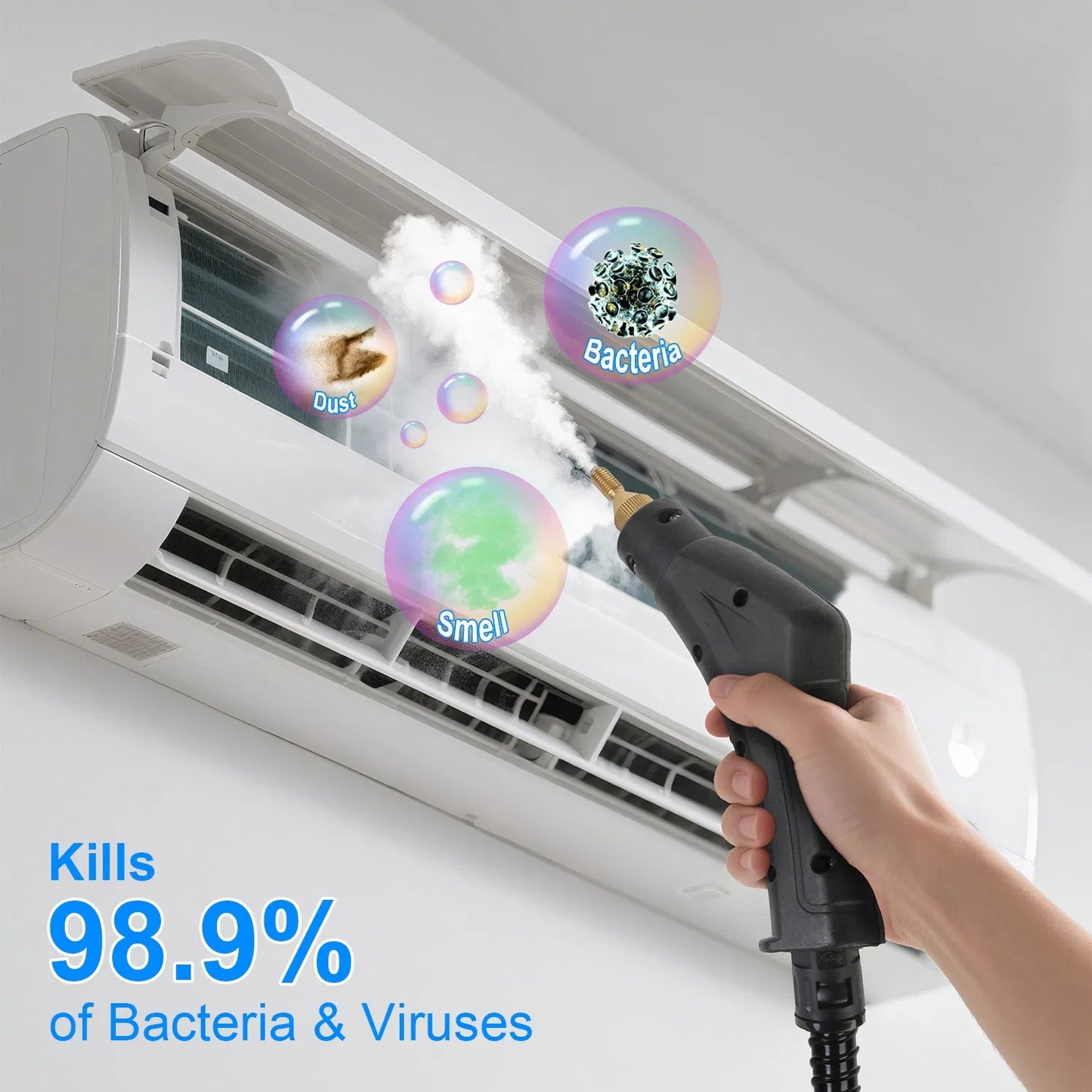 2500W Handheld High Temperature And Pressure Steamer Cleaner With 1400ML Tank 9 Accessories 6 Steam Levels For Dirt Grease Grout Tile Floor Couch Car - DropOnline.co