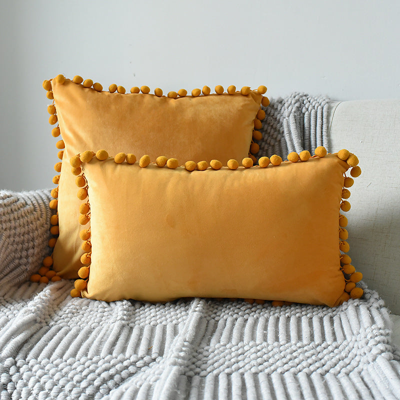 Fur ball velvet sofa cushion pillowcase - DropOnline.co