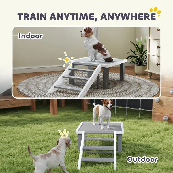 Wooden Dog Training Place Board, Dog Training Platform With Ladder, Pet Agility System For Indoor Outdoor - DropOnline.co