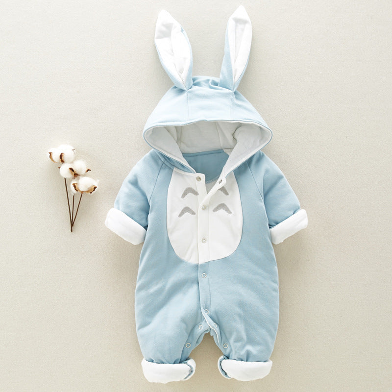 Padded Cotton Baby Romper - Hooded Winter Onesie for Newborns & Infants - DropOnline.co