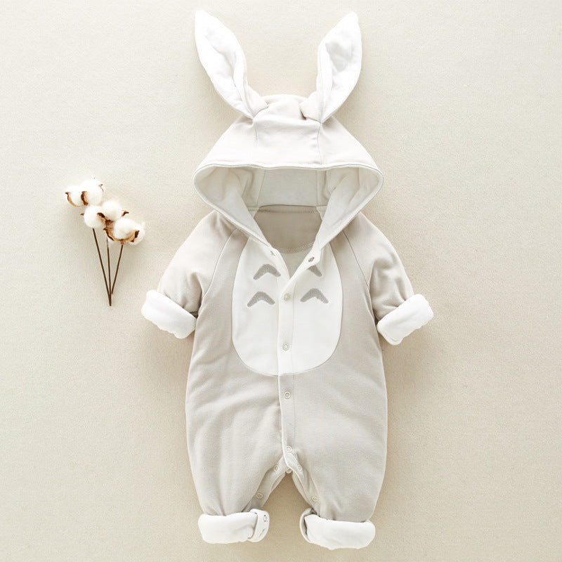 Padded Cotton Baby Romper - Hooded Winter Onesie for Newborns & Infants - DropOnline.co