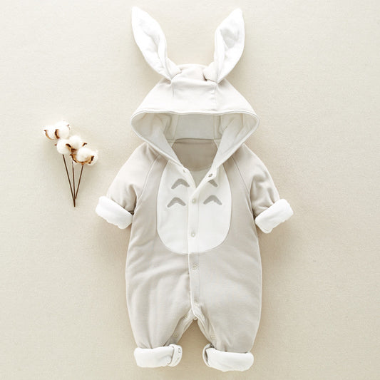 Padded Cotton Baby Romper - Hooded Winter Onesie for Newborns & Infants - DropOnline.co