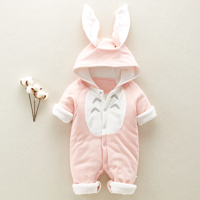 Padded Cotton Baby Romper - Hooded Winter Onesie for Newborns & Infants - DropOnline.co