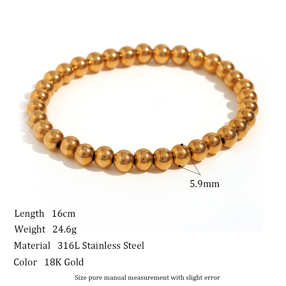 Niche Vintage Stainless Steel Plated 18K Elastic Bead Bracelet - DropOnline.co