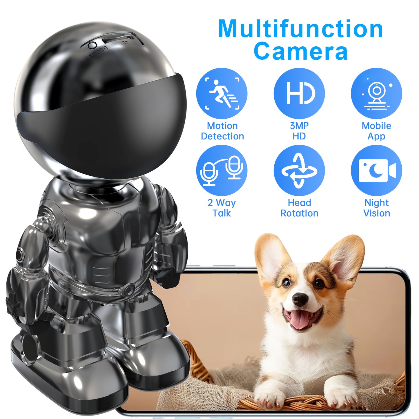 Smart Robot Camera 3MP IP Camera WIFI Robert Network CCTV HD Baby Monitor Remote Control Home Security Camera - DropOnline.co