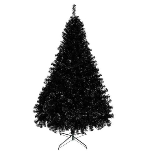 6ft Black Artificial Christmas Tree - 1600 PVC Branches Gothic Holiday Decoration - DropOnline.co