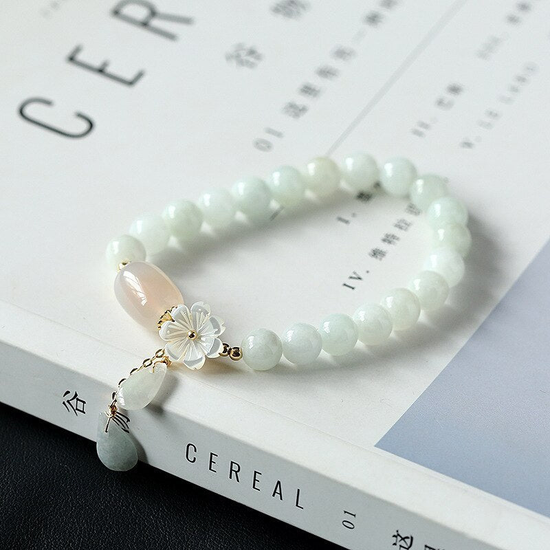Shell flower jade water drop bracelet - DropOnline.co