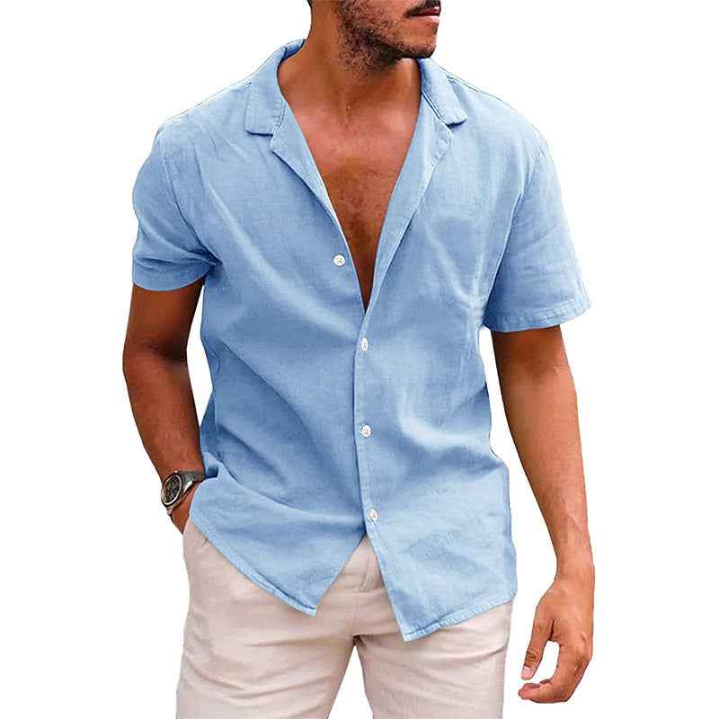 Men's Casual Button Down Beach Shirt - Short Sleeve Summer Top