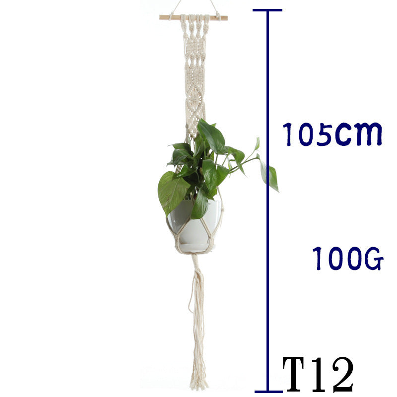 Flower Pot Net Bag Beige Cotton Rope Indoor Plant Hanger Hanging Basket Sling - DropOnline.co