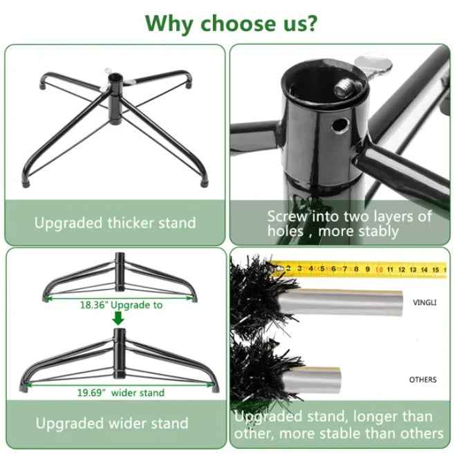 6ft Black Artificial Christmas Tree - 1600 PVC Branches Gothic Holiday Decoration - DropOnline.co