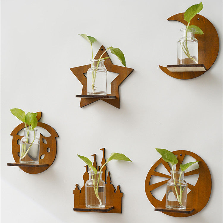 Retro Wall Home Decor Hydroponic Plant Solid Wood Shelving - DropOnline.co