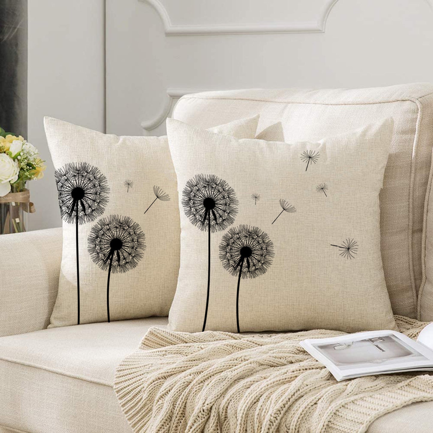 Beautiful Dandelion Printed Linen Pillow Cover Home Sofa Bedroom Cushion Cover - DropOnline.co