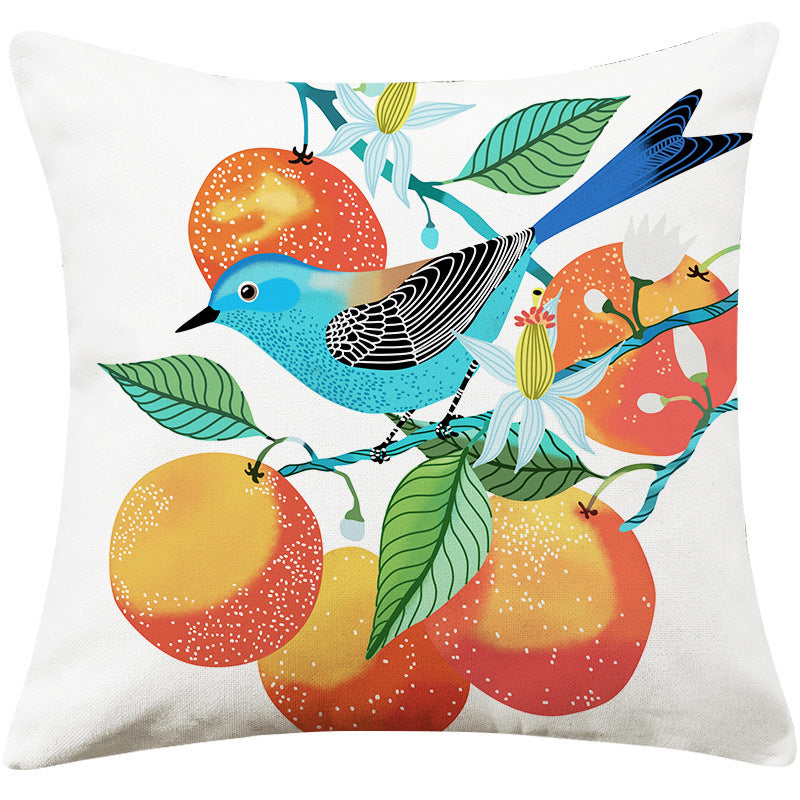 Country Pastoral Flower And Bird Cushion Cotton And Linen Pillowcase - DropOnline.co