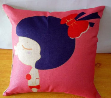 Cartoon Linen Backing Block Back Cushion - DropOnline.co