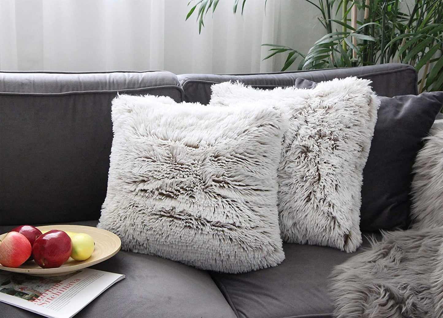 Long hair gradient color pillowcase back cushion plush pillowcase - DropOnline.co