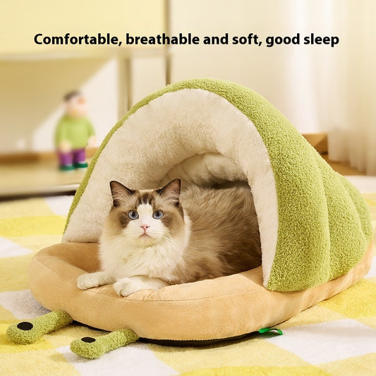 Warm Cat Semi-Closed Snail Slippers Nest - Cozy Pet Bed with Unique Slipper Design - DropOnline.co
