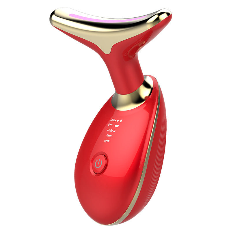 EMS Thermal Neck Lifting Massager - Electric Microcurrent Wrinkle Remover with LED Photon Therapy - DropOnline.co