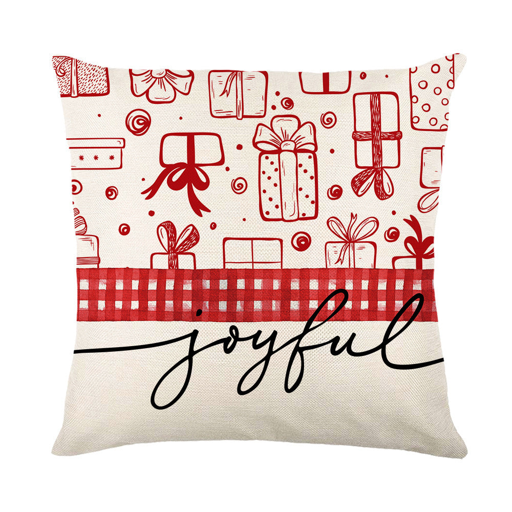 Christmas Pillow Cover Festival Festive Linen Printing Living Room Home Cushion Cover Bedroom Pillow - DropOnline.co