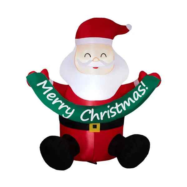 5.8FT Inflatable Santa Claus Holding Merry Christmas Banner - LED Yard Decoration - DropOnline.co