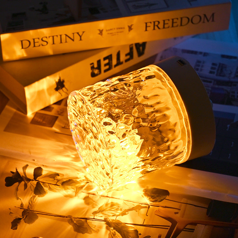 Crystal Lamp Water Ripple Projector Night Light Decoration Home Houses Bedroom Aesthetic Atmosphere Holiday Gift Sunset Lights Home Decor - DropOnline.co