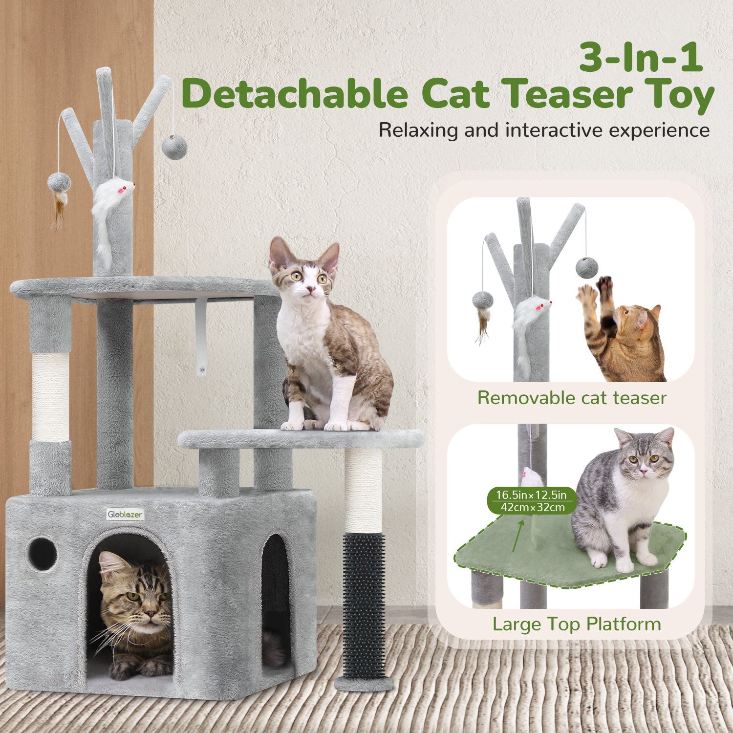 44 Inch Cat Climbing Frame Light Gray - DropOnline.co