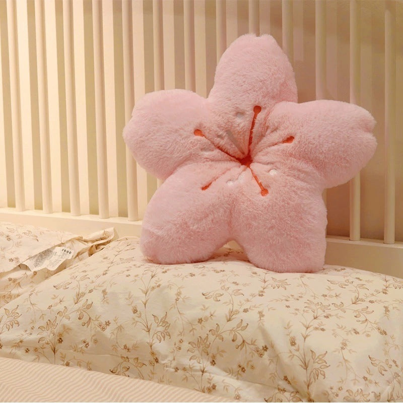 Ins Cherry Petals Pillow Girl Bedroom Living Room Decor Bay Window Floor Seat Cushion Plush Tatami Cherry Blossom Cushion - DropOnline.co