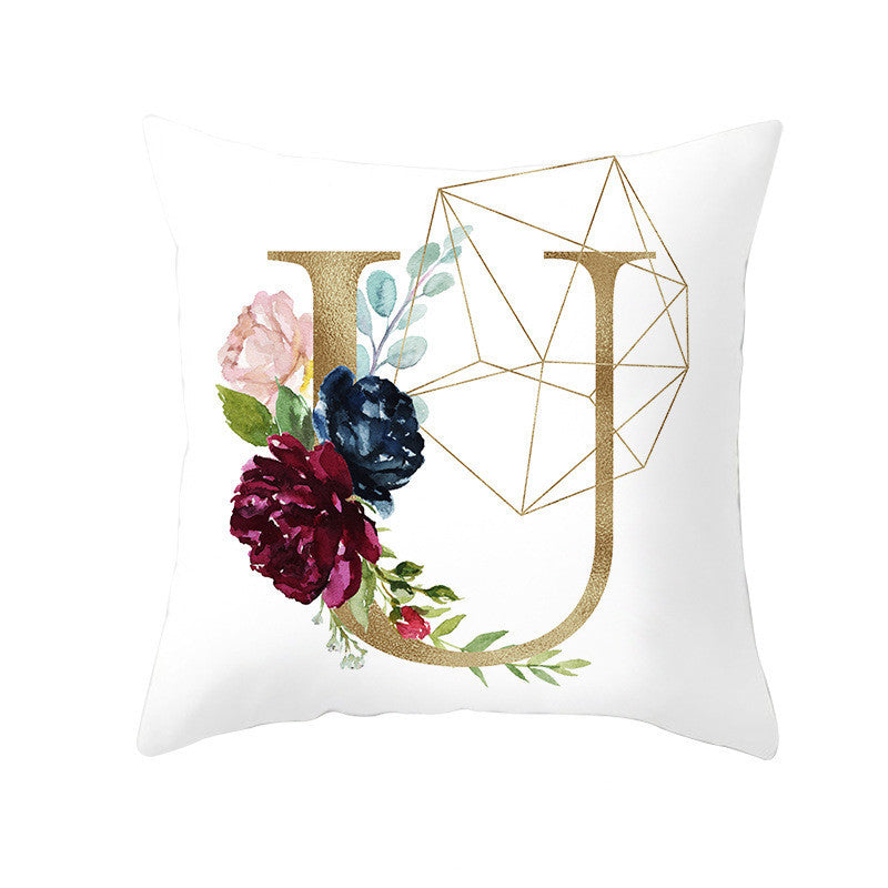 Nordic Style Pillowcase Geometric Golden Letter Pillowcase Peach Skin Sofa Cushion Household Goods - DropOnline.co