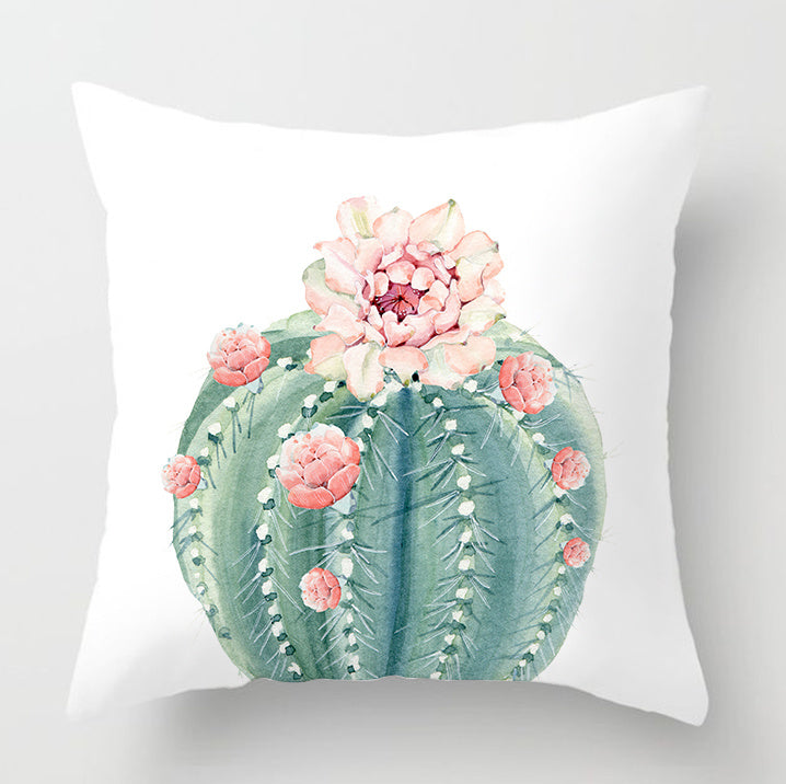 Watercolor Cactus Flowers Green Succulents Cushion Cover - DropOnline.co