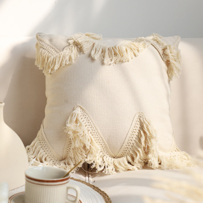 Pillowcase Tufted Pillow Solid Color Cover Waist Cushion - DropOnline.co