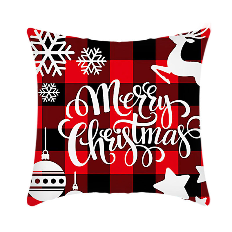 Merry Christmas Cushion Cover 45cm Elk Santa Claus Short Plush Sofa Pillow Cover Home Decor Pillowcase Christmas Decoration - DropOnline.co