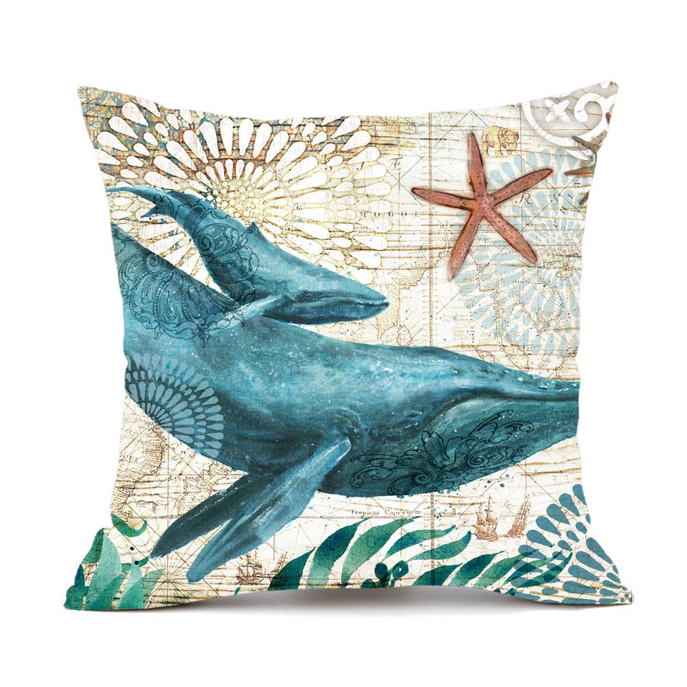 Cushion Covers Sea Turtle Printed Throw Pillow Cases For Home Decor Sofa Chair Seat - DropOnline.co