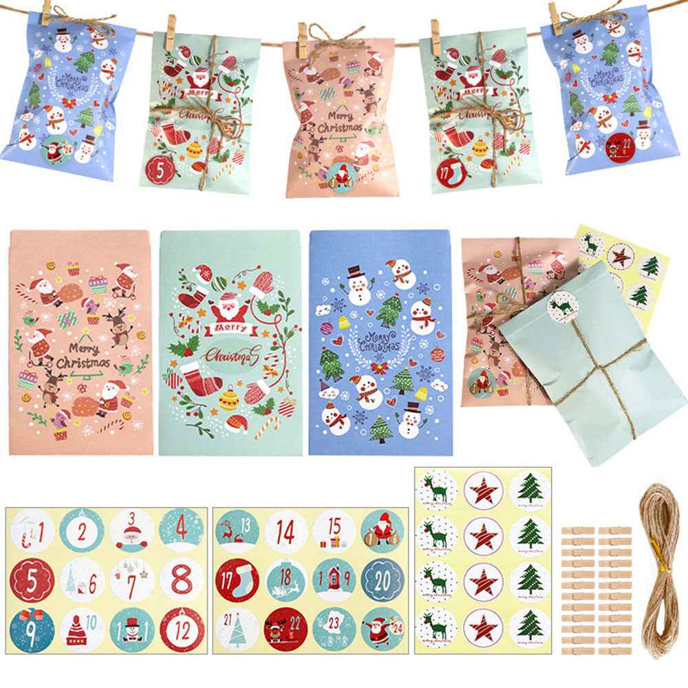 48 Pack Christmas Advent Calendar Bags Kit - Envelope Shape with Numbers Stickers - DropOnline.co