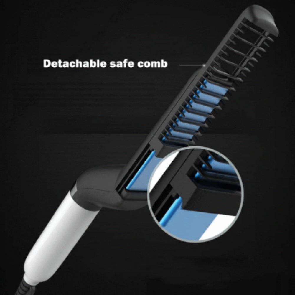 Electric Hair Straightener Brush,Men Quick Beard Straightener Styler Comb,Hair Straightening,Curly Hair Straightening Comb,Side Hair Detangling,Multifunctional Hair Curling Curler - DropOnline.co