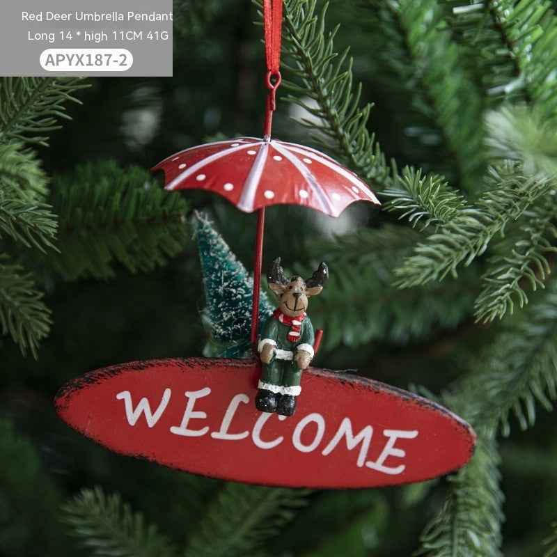 Nordic Iron Christmas Hot Air Balloon Pendant - Santa Snowman Elk Parachute Decoration - DropOnline.co
