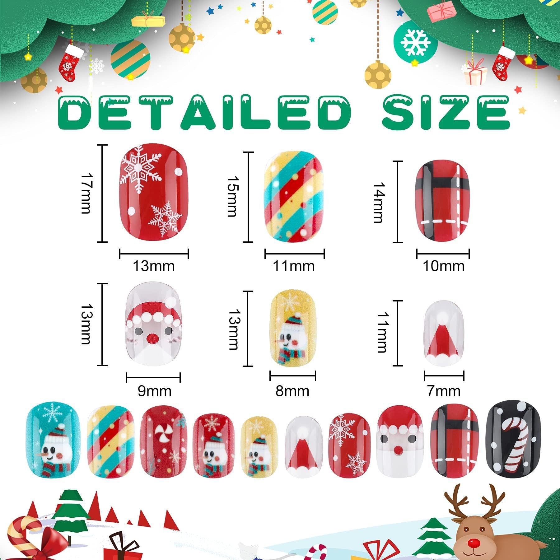 Christmas Stick On Nail, 48 Pcs False Nails Kids Full Cover Xmas Short False Nail Children Nails Lovely Gift For Kids Little Girls Nail Art Decoration-Ban On Selling On Amazon - DropOnline.co