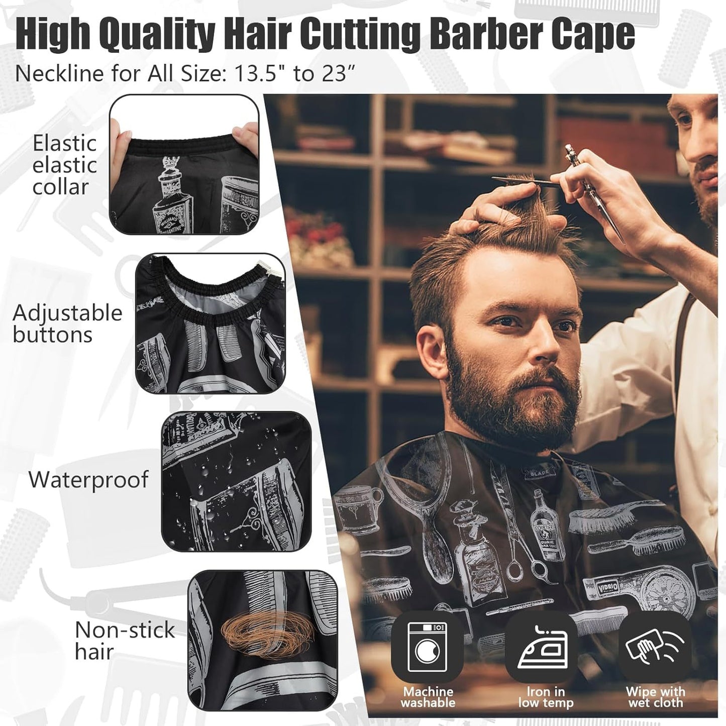 Hair Cutting Barber Cape With Neck Duster Brush Barber Brush Neck Strips Hair Combs Hair Clips, Professional Barber Accessories Cleaning Supplies For Salon Haircut Styling - DropOnline.co