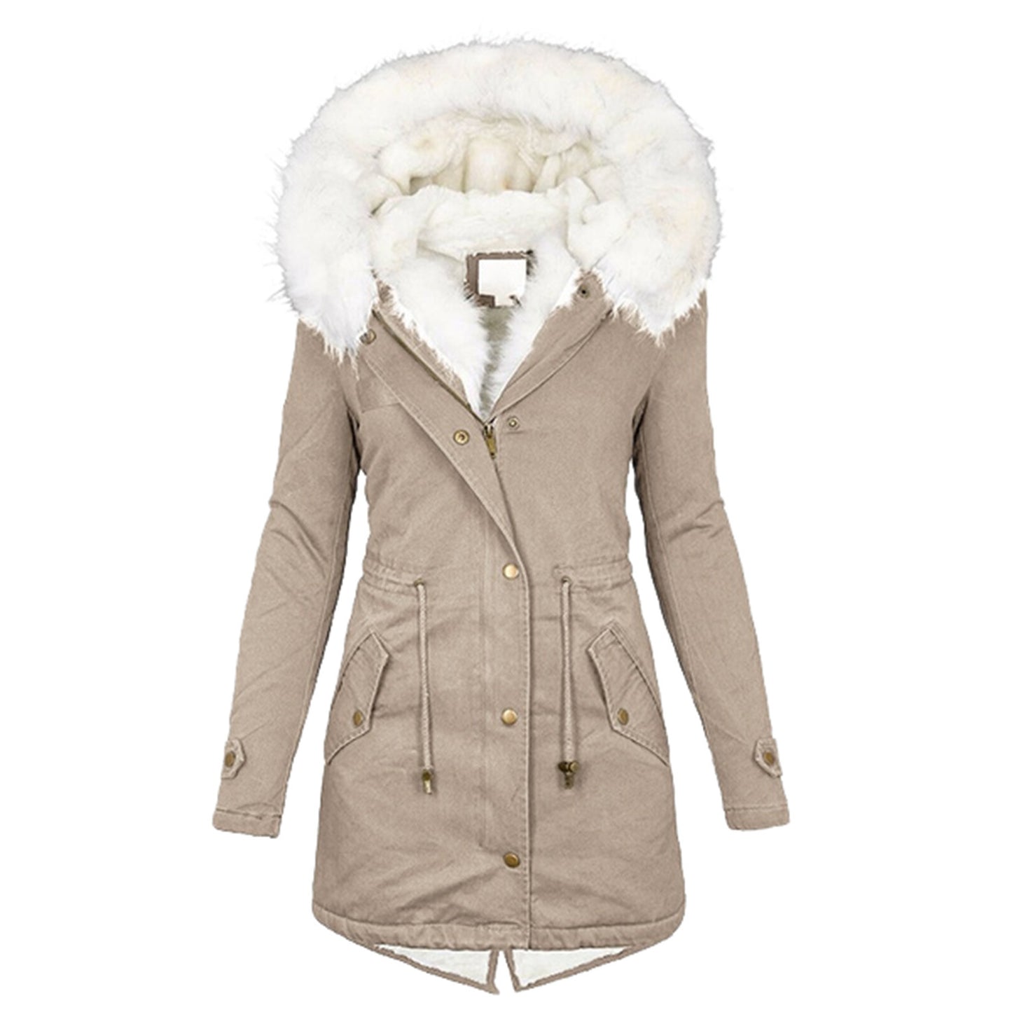 Women's cotton padded jacket with white collar - DropOnline.co