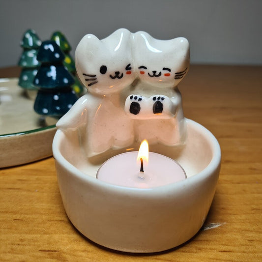 Resin Kitten-shaped Candlestick Ornaments Home Decor - DropOnline.co