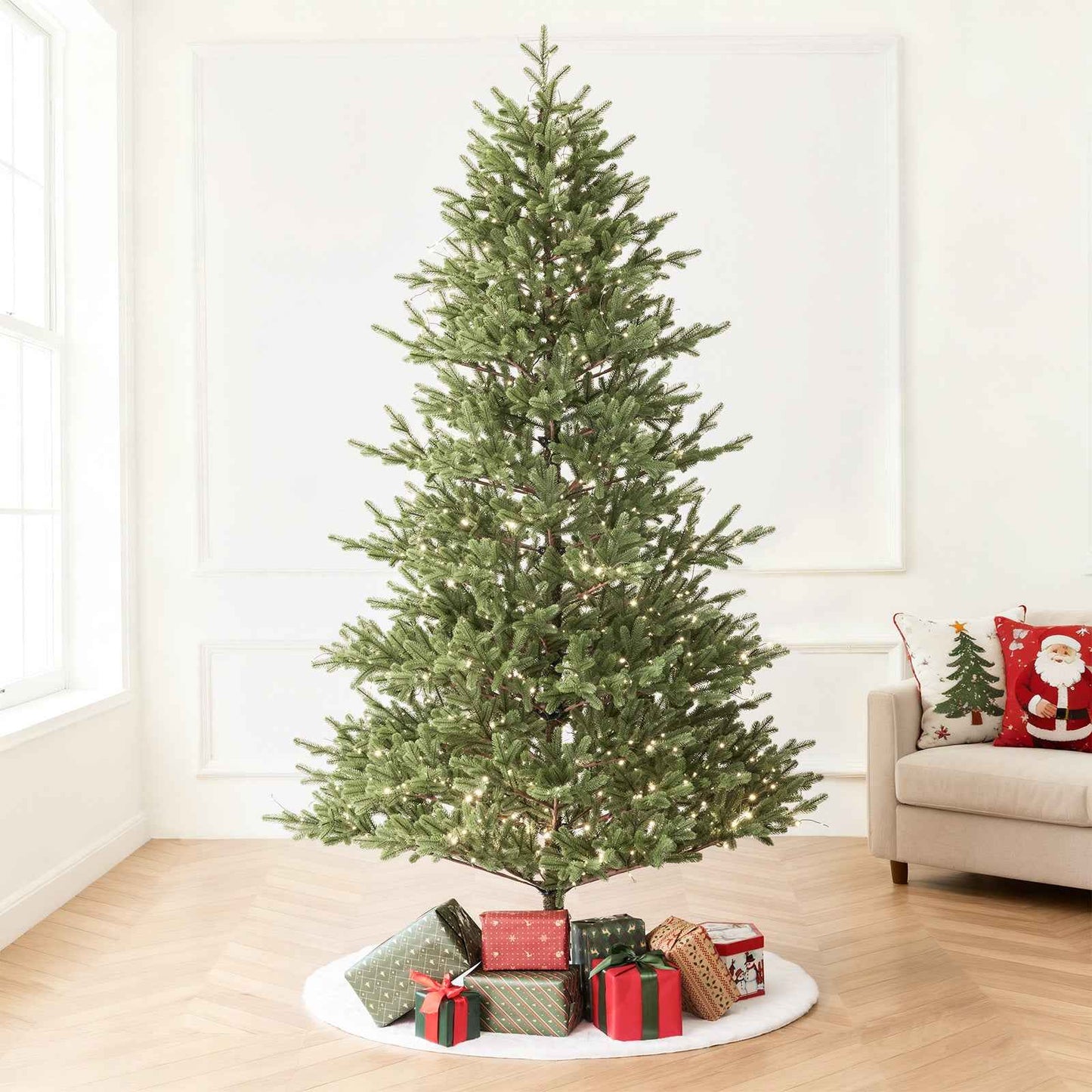 Balsam Fir Heritage 7.5ft Christmas Tree Pre-Lit Artificial Full With 3,941 Branch Tips & 1,485 Low-Voltage Warm LED Lights, Foldable Stand & Realistic Flame-Resistant Branches