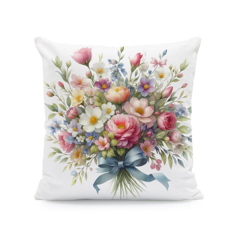 Ink-painting Plum Blossom Yellow Flower Sofa Cushion Cover Without Pillow Core - DropOnline.co