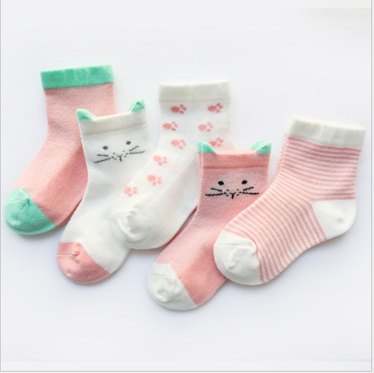 Children's Cotton Socks 5-Pack - Breathable Summer Socks for Boys & Girls - DropOnline.co