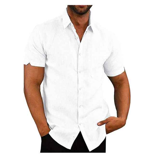 Men's Short Sleeve Summer Solid Shirt - Casual Loose Fit Tee